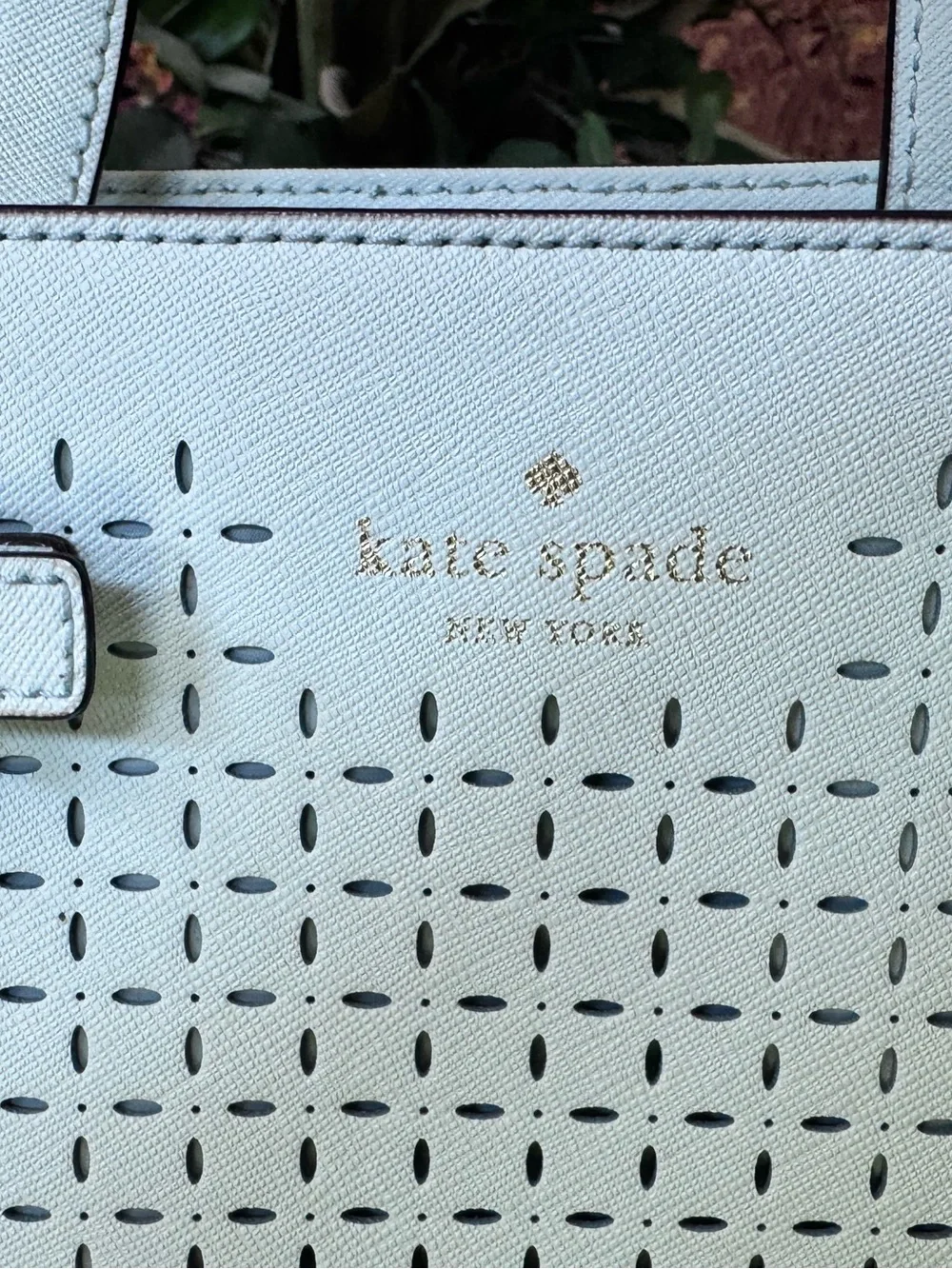 KATE SPADE Mint Green Perforated Leather Convertible Satchel
